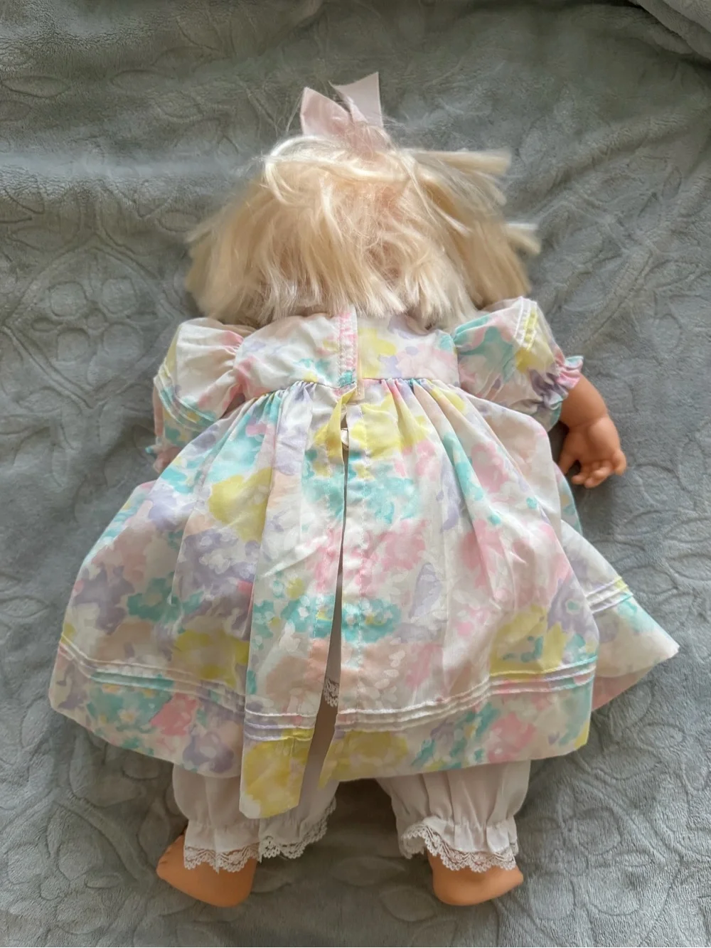 Doll by Pauline Blonde Vinyl Baby Doll with Embroidered Bib